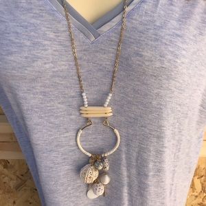 New Lot of 2 - Hammered Goldtone earrings & Ivory necklace